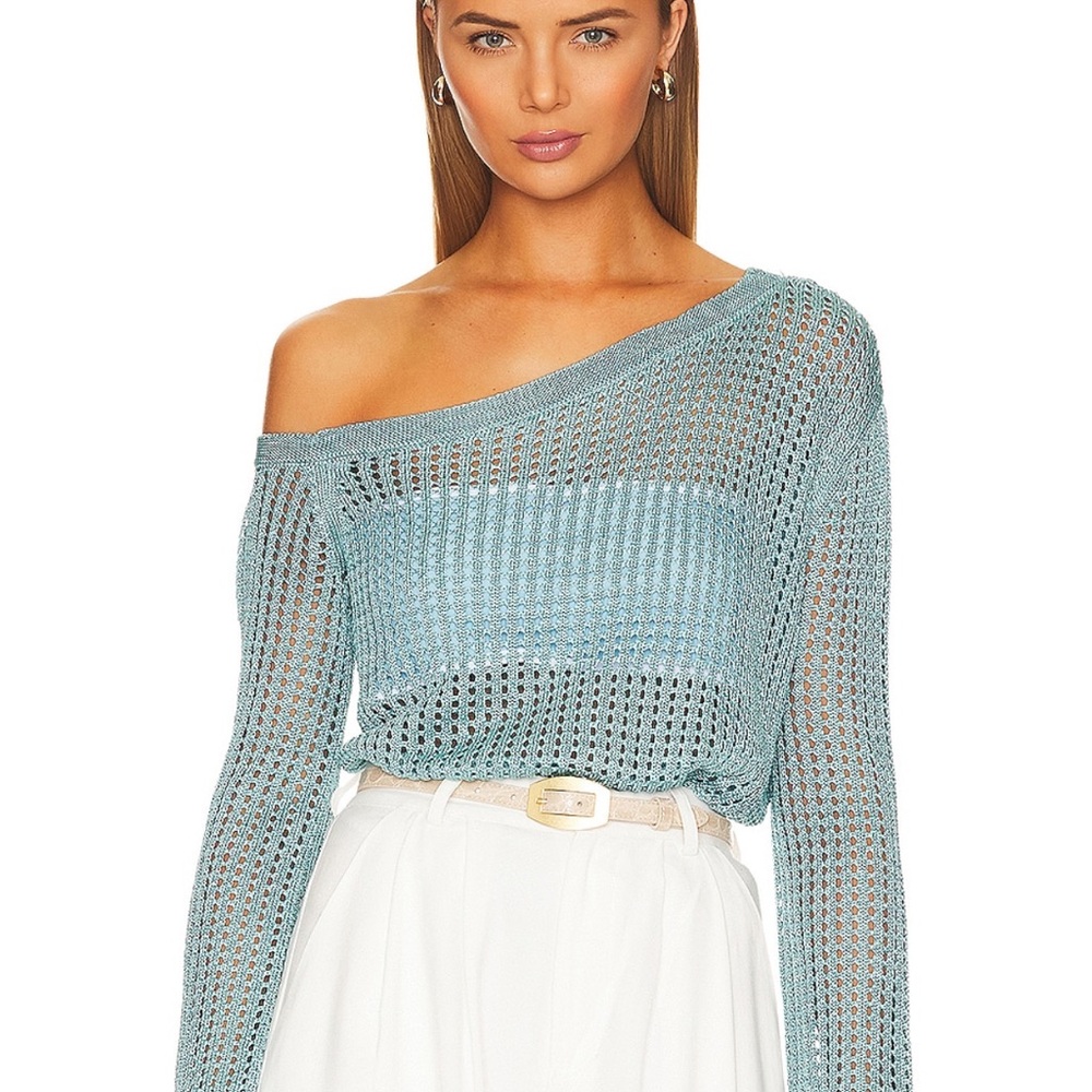 LPA Off-Shoulder Sweater in Blue